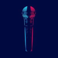 microphone vintage retro mic line pop art potrait logo colorful design with dark background. Abstract vector illustration.