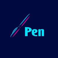 Pen ballpoint line pop art potrait logo colorful design with dark background. Abstract vector illustration.