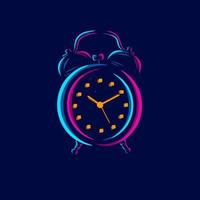 Waker alarm clock line pop art potrait logo colorful design with dark background. Abstract vector illustration.