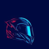 Helmet Fullface Line. Pop Art logo. Colorful design with dark background. Abstract vector illustration. Isolated black background for t-shirt