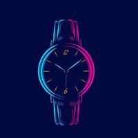 watch hand clock line pop art potrait logo colorful design with dark background. Abstract vector illustration.