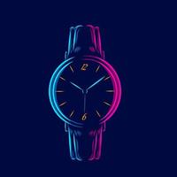 watch hand clock line pop art potrait logo colorful design with dark background. Abstract vector illustration.