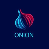 onion line pop art potrait logo colorful design with dark background. Abstract vector illustration.