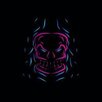 death skull line pop art potrait logo colorful design with dark background. Isolated black background for t-shirt vector