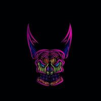 death skull line pop art potrait logo colorful design with dark background. Isolated black background for t-shirt vector