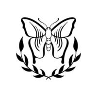 mariposa dibujada a mano ilustración de garabato vintage para cartel de pegatinas de tatuaje, etc. vector