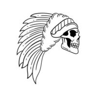 hand drawn indian skull doodle illustration for tattoo stickers poster etc vector