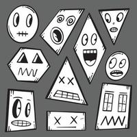 collection hand drawn abstract face doodle illustration for tattoo stickers poster etc vector