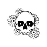 hand drawn skull flowers vintage doodle illustration for tattoo stickers poster etc vector