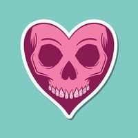 hand drawn skull love heart vintage doodle illustration for tattoo stickers poster etc vector