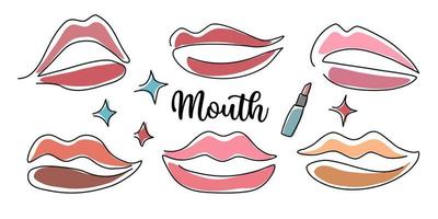 Mouth vector illustration Doodle style design for fashion, decoration, cards, beauty salons, backgrounds, digital prints, stickers and more.