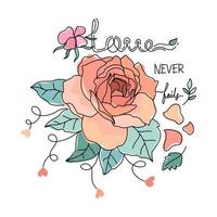 Rose design and doodle style inspirational quotes for t-shirts, bags, pillows, decorative cards, postcards, web design, mugs patterns etc.