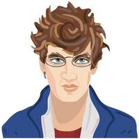 Vector isolated portrait of a person with short haircut in eyeglasses.