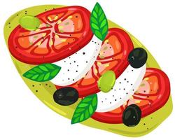 Vector isolated illustration of caprese on bright green plate.