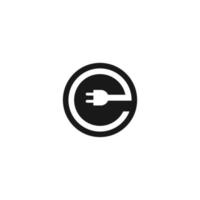 logotipo de voltaje y enchufe de trueno logotipo eléctrico vector