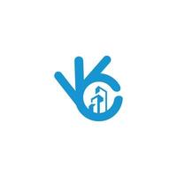 Abstract symbol with building shape and ok hand sign. vector