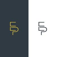 E and P initial based logo design. modern minimal sans serif font style logo vector