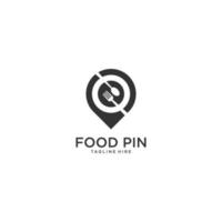 food location logo design, with the concept of a pin icon combined with a fork and spoon. business card design vector