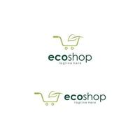 Green Shopping cart eco shop logo design inspiration vector