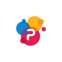 Dots Letter P Logo. P Letter Design Vector with Dots.