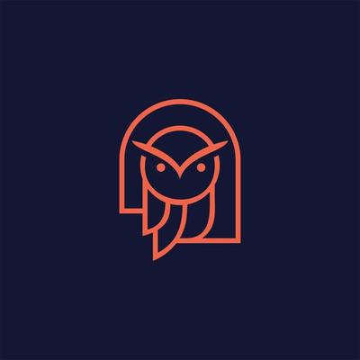 owl logo vector icon illustration line art