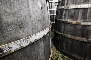 Old rusty wooden barrels photo