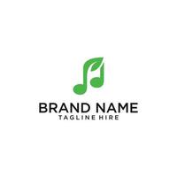 Natural music, music chord logo with a leaf on it. vector