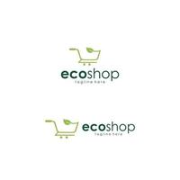 Green Shopping cart eco shop logo design inspiration vector