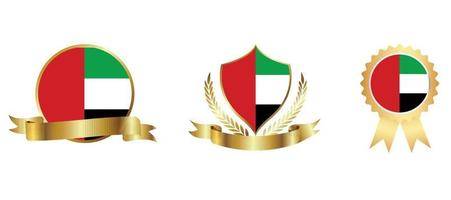 icono de la bandera de los emiratos árabes unidos. conjunto de iconos web. colección de iconos plana. ilustración vectorial sencilla. vector