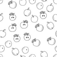 Vector seamless pattern. Hand drawn apples on white background. For fabrics, invitations, blog, post, social media, book covers, wrapping paper. Fruits background. Backdrop for food shops social media