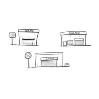 car repair shop garage doodle art vector