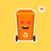 trash bin character flat design vector illustration