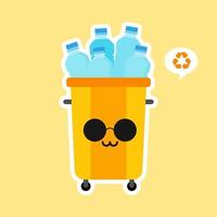 trash bin character flat design vector illustration