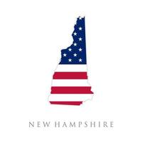 Shape of New Hampshire state map with American flag. vector illustration. can use for united states of America indepenence day, nationalism, and patriotism illustration. USA flag design