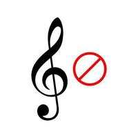 No sound or music icon. Isolated mute and warning illustration. Keep silence with forbidden and prohibited red sign. vector