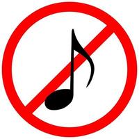 No sound or music icon. Isolated mute and warning illustration. Keep silence with forbidden and prohibited red sign. vector