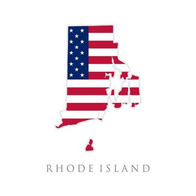 Shape of Rhode Island state map with American flag. vector illustration. can use for united states of America indepenence day, nationalism, and patriotism illustration. USA flag design