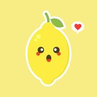 funny and kawaii lemon characters happy expressions. Cartoon vector illustration isolated on color background. Funny lemon characters, mascots, emoticons.