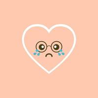 lindo conjunto de personajes de dibujos animados divertidos del día de san valentín de corazones emoji. ilustración vectorial de corazón lindo y kawaii. diseño de arte para saludos y tarjetas de San Valentín, web, pancarta, símbolo de amor vector