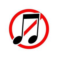 No sound or music icon. Isolated mute and warning illustration. Keep silence with forbidden and prohibited red sign. vector