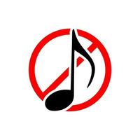 sin icono de sonido o música. ilustración aislada de silencio y advertencia. guardar silencio con el signo rojo prohibido y prohibido. vector