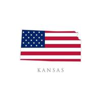 Shape of Kansas state map with American flag. vector illustration. can use for united states of America indepenence day, nationalism, and patriotism illustration. USA flag design
