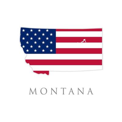 Shape of Montana state map with American flag. vector illustration. can use for united states of America indepenence day, nationalism, and patriotism illustration. USA flag design