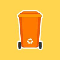 trash bin cartoon character. Isolated on color background. Vector cartoon character illustration design, simple flat style. Eco trash bin Environment Pollution.