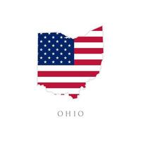 Shape of Ohio state map with American flag. vector illustration. can use for united states of America indepenence day, nationalism, and patriotism illustration. USA flag design