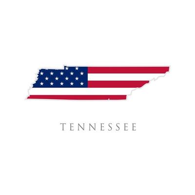 Shape of Tennessee state map with American flag. vector illustration. can use for united states of America indepenence day, nationalism, and patriotism illustration. USA flag design