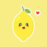 funny and kawaii lemon characters happy expressions. Cartoon vector illustration isolated on color background. Funny lemon characters, mascots, emoticons.