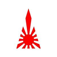 forma de triángulo del sol naciente japonés. diseño vectorial aislado de la bandera de la marina imperial japonesa. bandera japonesa abstracta para el diseño de decoración. fondo de vector de sol. rayos de sol de la vendimia.