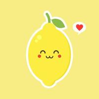 funny and kawaii lemon characters happy expressions. Cartoon vector illustration isolated on color background. Funny lemon characters, mascots, emoticons.