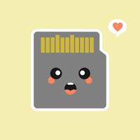 cute and kawaii mini sd card in flat style vector illustration . concept of device, gadget, multimedia, internet, store file, personal electronics, data transfer, web. flat style modern logo design